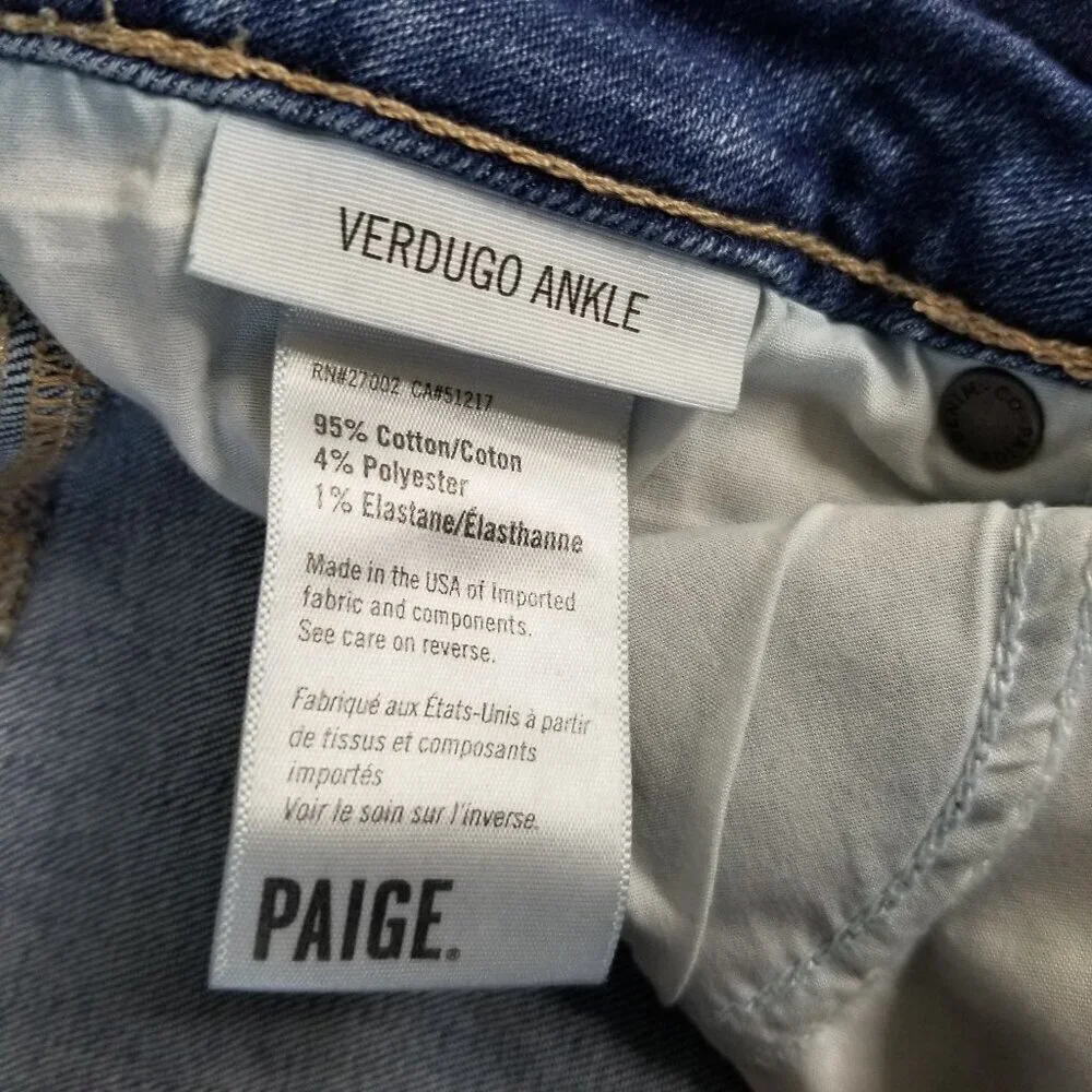 Paige Jeans Womens Size 27 Verdugo Ankle Cropped Distressed Raw Hem Skinny - Picture 10 of 16